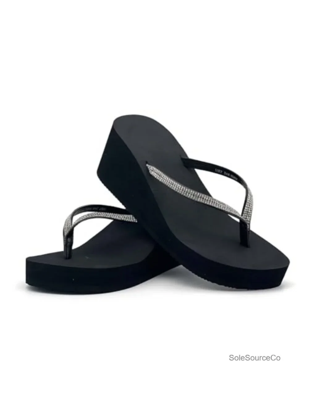 Women's Rhinestone Wedge Sandals Non-Slip Platform Flip Flops Cushioned Comfort